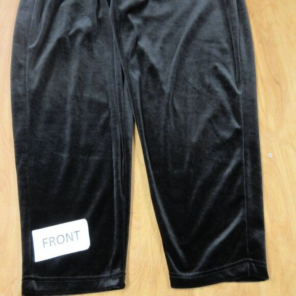 RUSS WOMAN Black Velour Pull On Pants Size 1X PETITE Elastic Waist Velvet Slacks - Picture 3 of 14